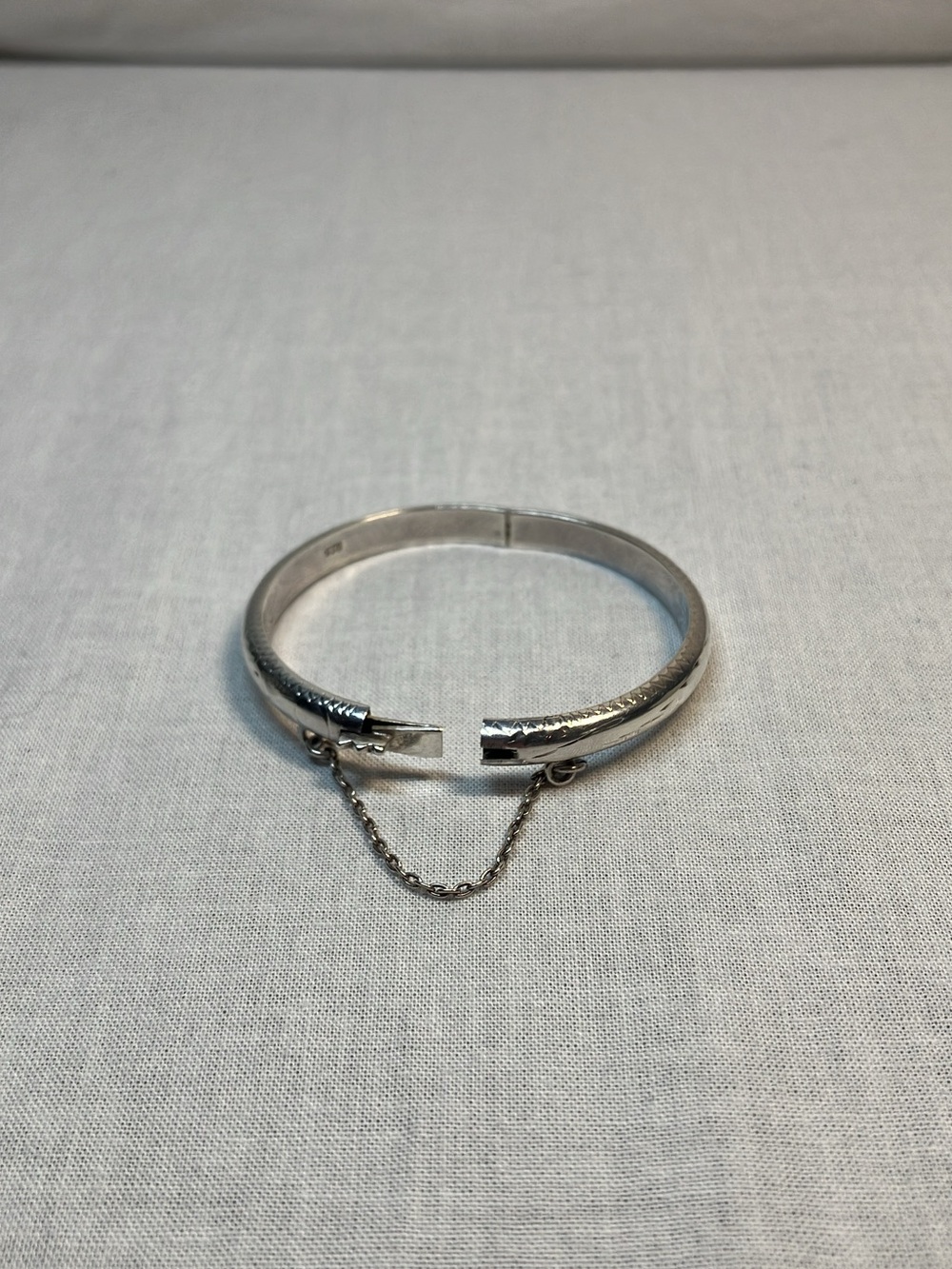 Sterling Silver Etched Bangle Bracelet For Baby or Toddler